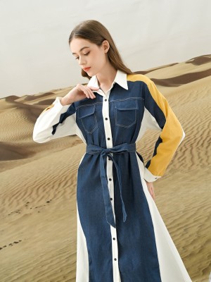 EID4 Graphic Combo Color Shirt Dress w/ RibbonBelt