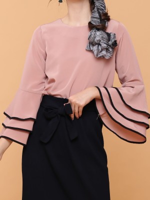 Layered Flare Sleeves-Tones Top