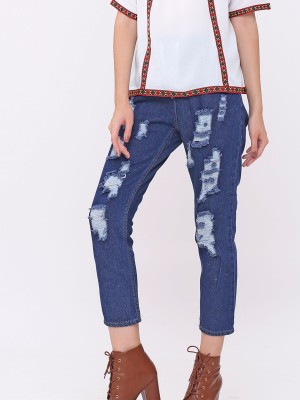 Waist Pull Ripped Jeans