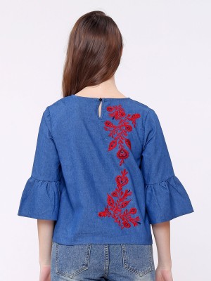 Embroidery Denim Top