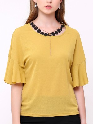 Flare Sleeves With Necklace Top
