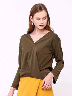 Wrap Front Bell Long Sleeves  Top