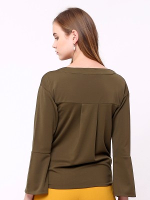Wrap Front Bell Long Sleeves  Top