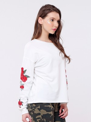 Long Flower Embroidery Sleeves Top