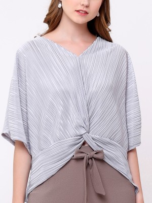 Pleated Front Knot Top