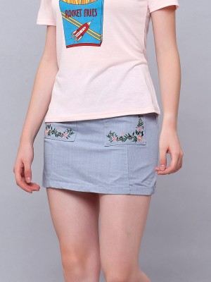 Pocket Embroidery Mini Skirt