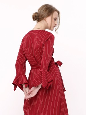 Ruffle Sleeves Stripes Dress