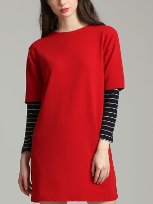 Long Sleeves Stripes Doubled Dress