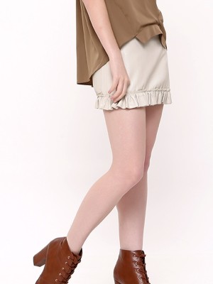 Bottom Ruffle Faux Leather Mini Skirt