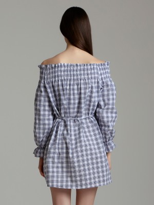 Checkered Off Shoulder Dress