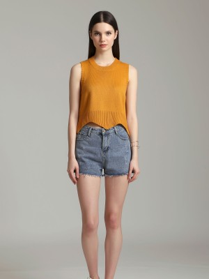 Knitted Crop Sleeveless Top