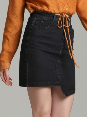 Asymetric Denim Mini Skirt