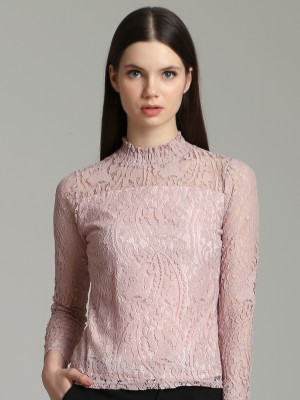 High Neck Laces Long Sleeves Top