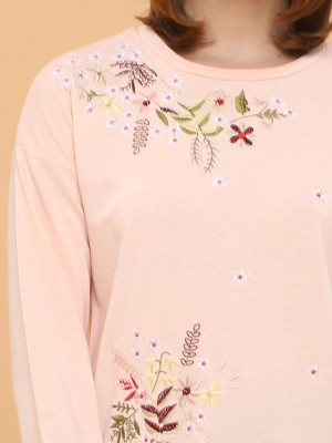 Flower Embroidery Long Sleeves Jumper
