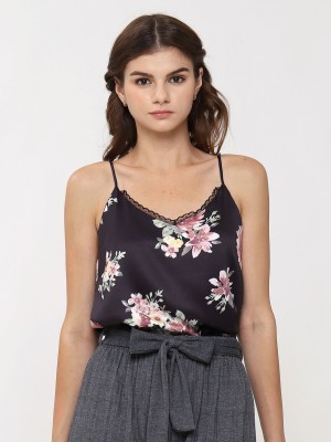 Flower Printed V Laces Camisole