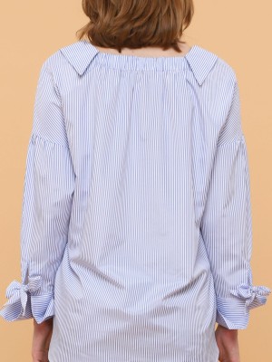 Tied Sleeves Stripes Shirt