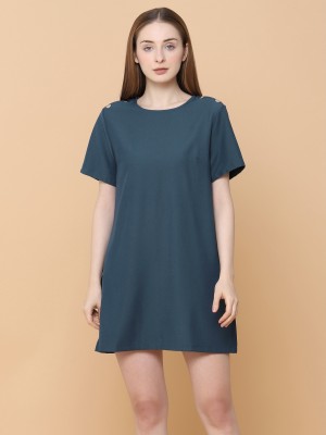 Shoulder Buttom Mini Dress