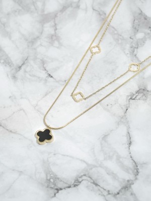 Double Black Clover Gold Plated Chain