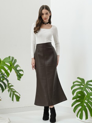 FELIZ23 Synthetic Midi Leather Skirt