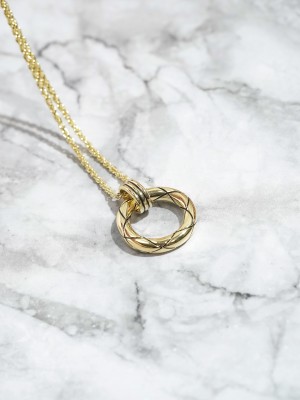 Marmon Gold Tone Ring Pendant Necklace