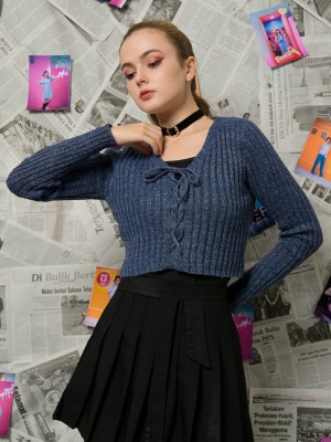 Garly Front Tied Knit Top 