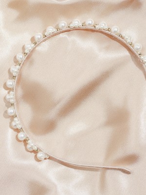 Pearl Embellished Hairband WHT