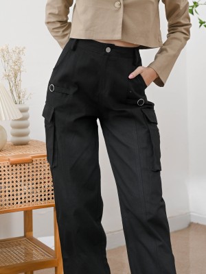 Black Lexie Side Pocket Cargo Pants