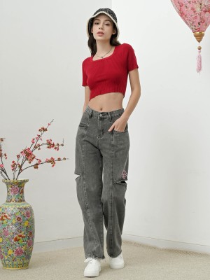 CNY24 Square Neck Knit Crop Top