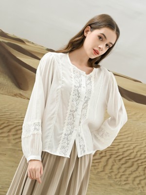 ELITE EID4 Munira Centre Lace White Shirt