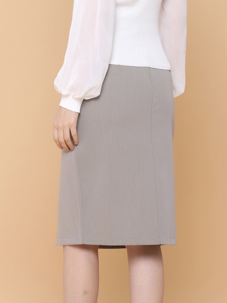 Side Split Button Up Midi Slim Skirt