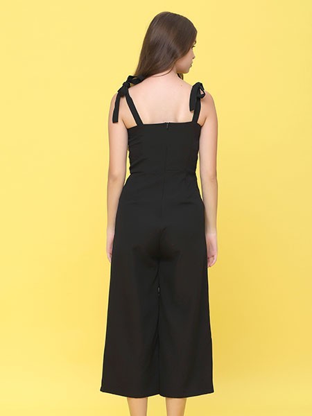 Lucky Charm Shoulder Ribbon Tied Jumpsuit