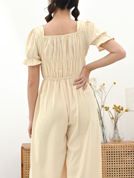 Ruched Gathered Pull Up Jumpsuit