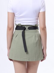 Belted Front Zip Mini Skirt