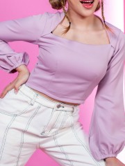 Anneth Long Sleeves Square Neck Top