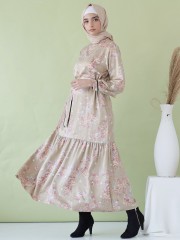 EID23 Pattern Maxi Dress With Belt RO1