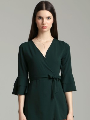 Layered Long Sleeves V-Neck Playsuit