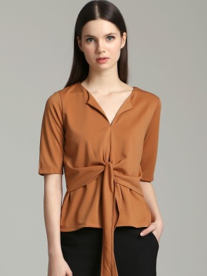 Front Knot Short Sleeves Top