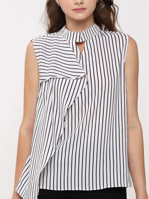 Frill sleeveless Stripes Top