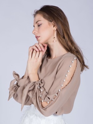 Pearls Buttons Long Sleeves Top