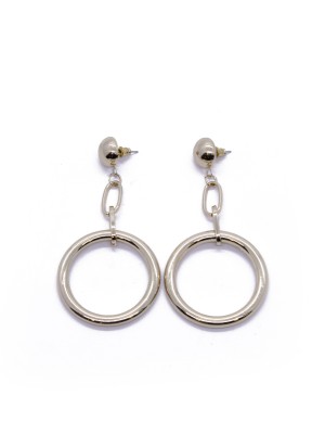 Round Chain-Dropped Earrings
