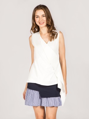 Sleeveless Wrap Side Frill Top