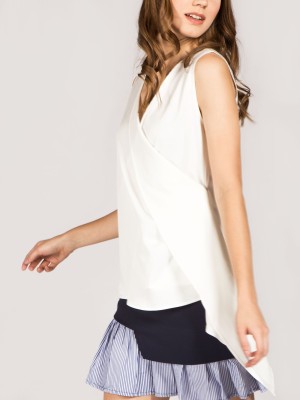 Sleeveless Wrap Side Frill Top
