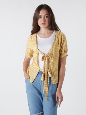 Back-Tied Gingham Top