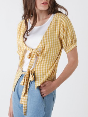 Back-Tied Gingham Top