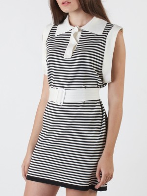 Sleeveless Knitted Stripes Dress