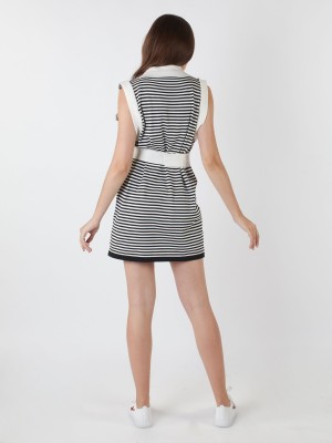 Sleeveless Knitted Stripes Dress