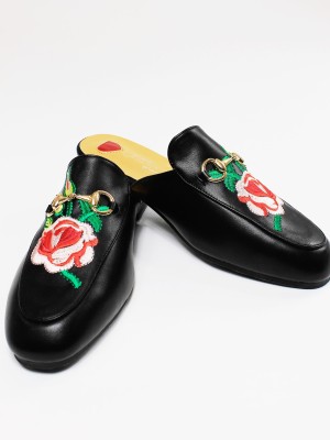 Flower Embroidery Mules