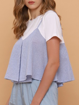 Doubled-Alike Two Tones Stripes Top