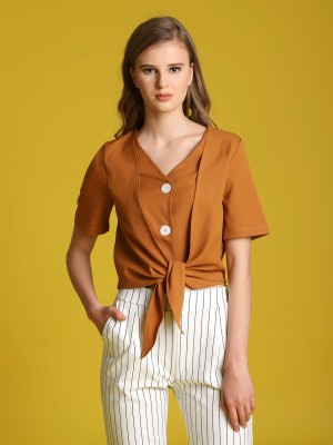 Big Buttons Front Knot Crop Top