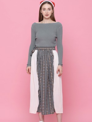 Part Pleats And Tribal Long Skirt